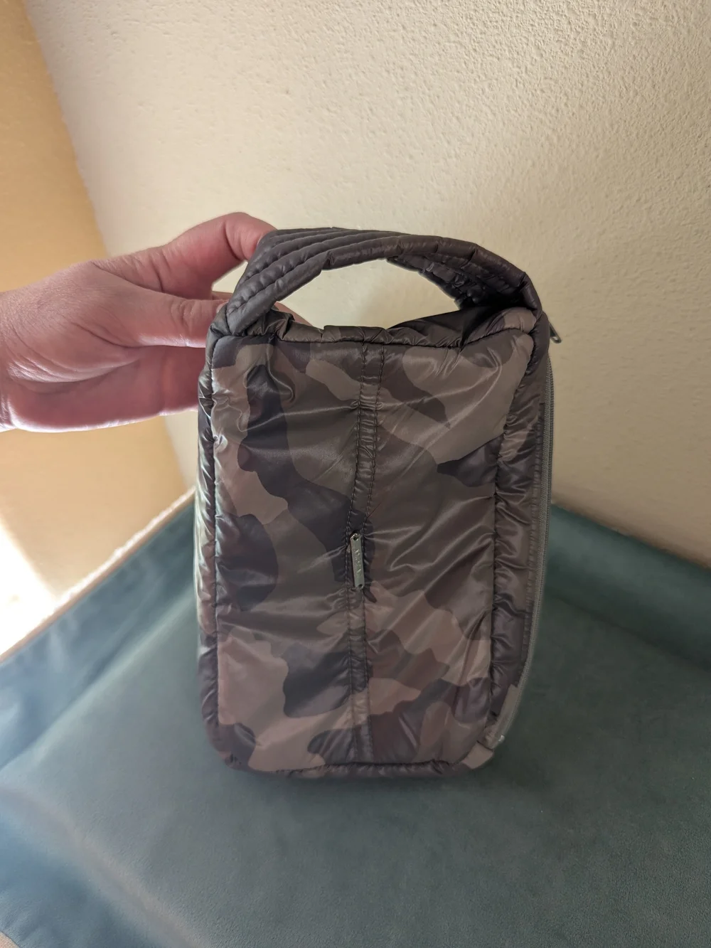 ANORAK Grey/Green Camo Down Quilted Wristlet Pouch